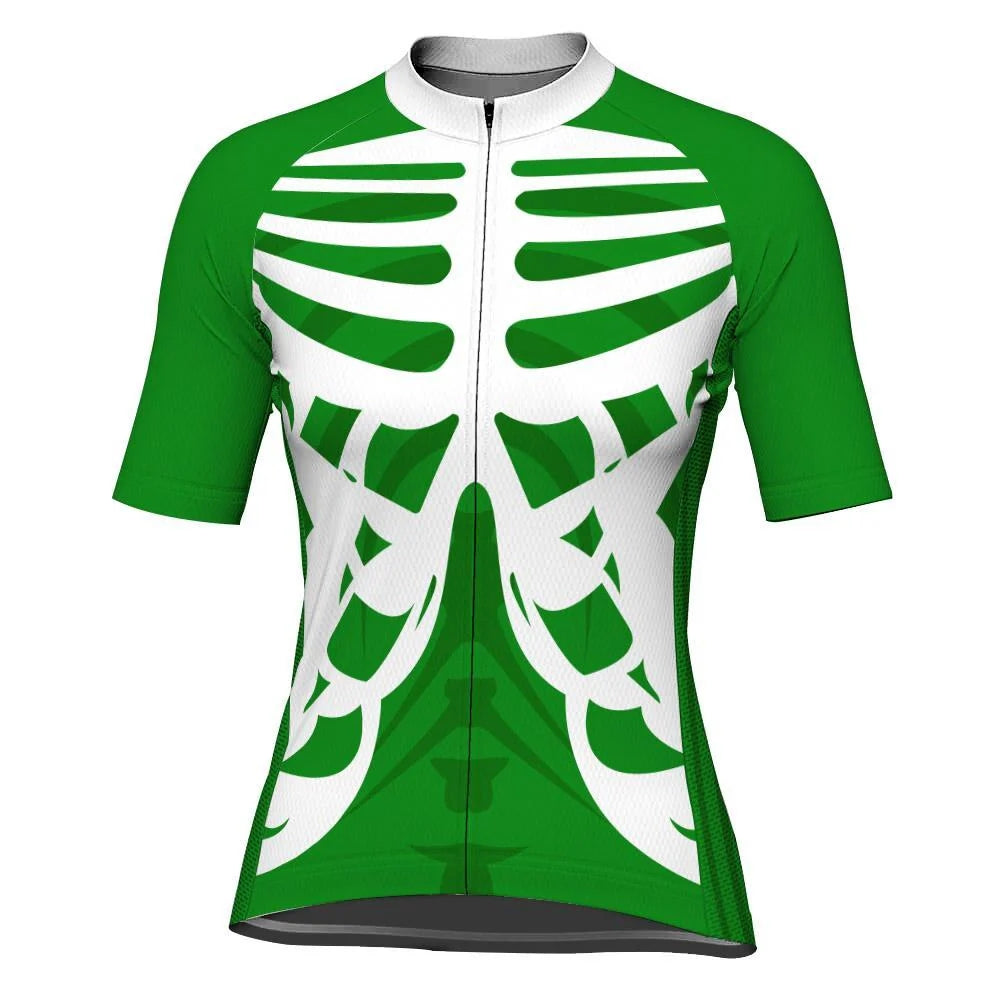 Customized Green Women's Cycling Jersey Short Sleeve