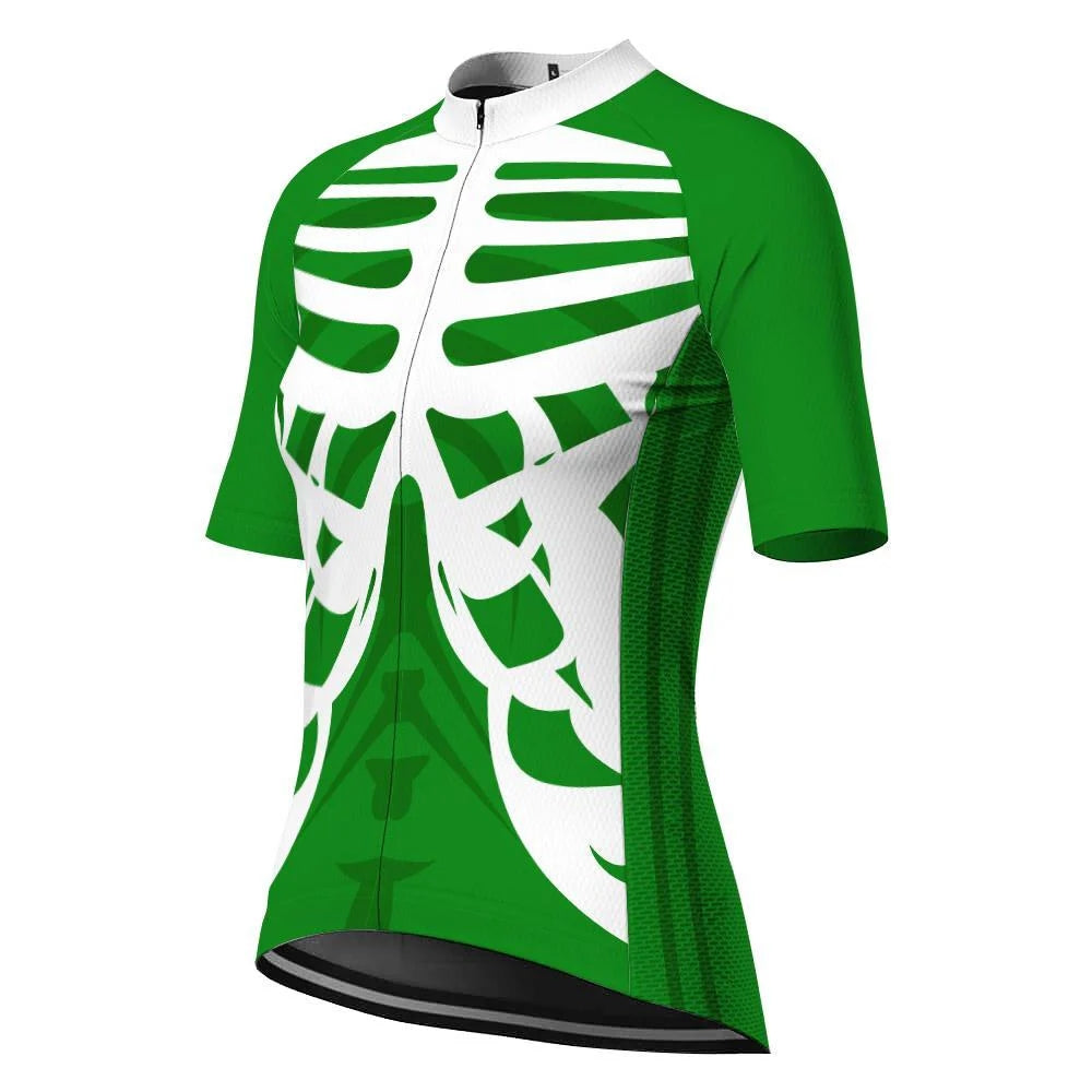 Customized Green Women's Cycling Jersey Short Sleeve