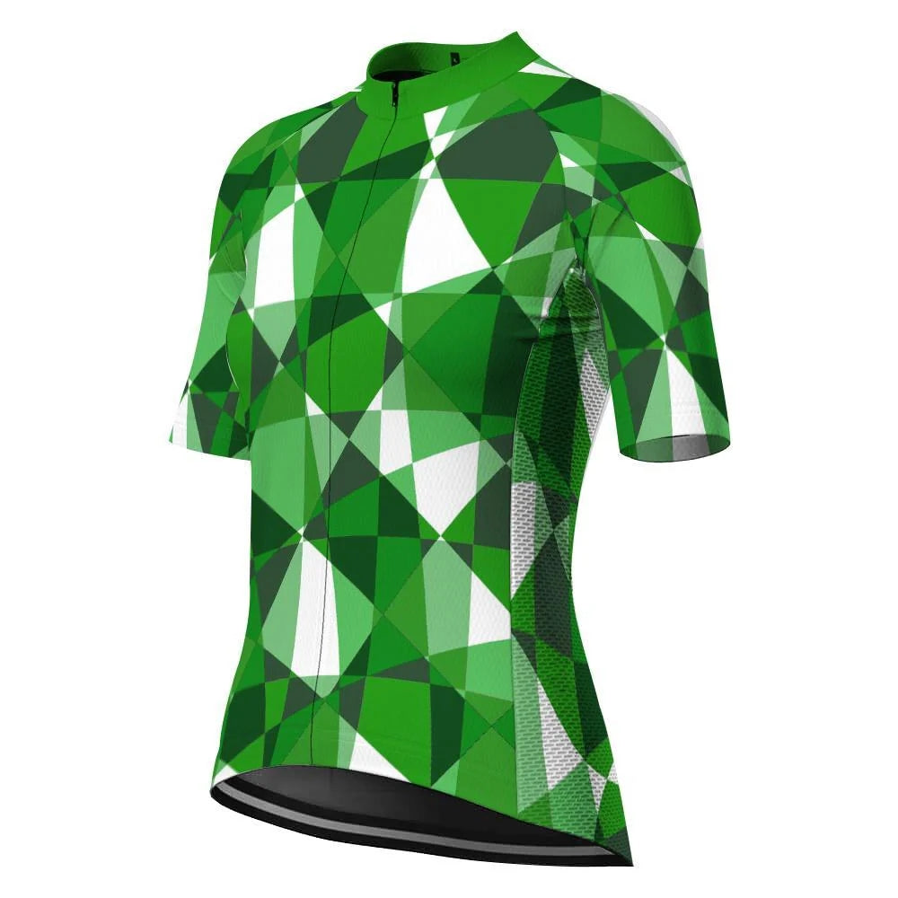 Customized Green Women's Cycling Jersey Short Sleeve
