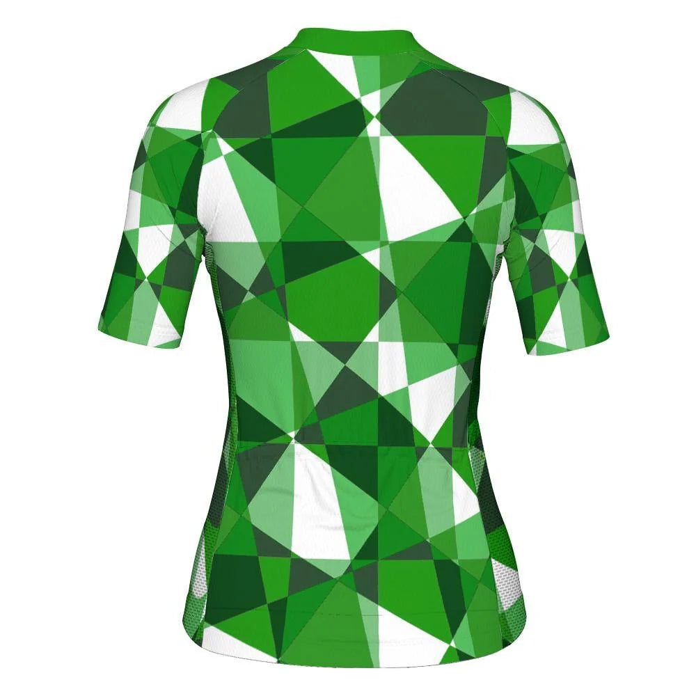 Customized Green Women's Cycling Jersey Short Sleeve