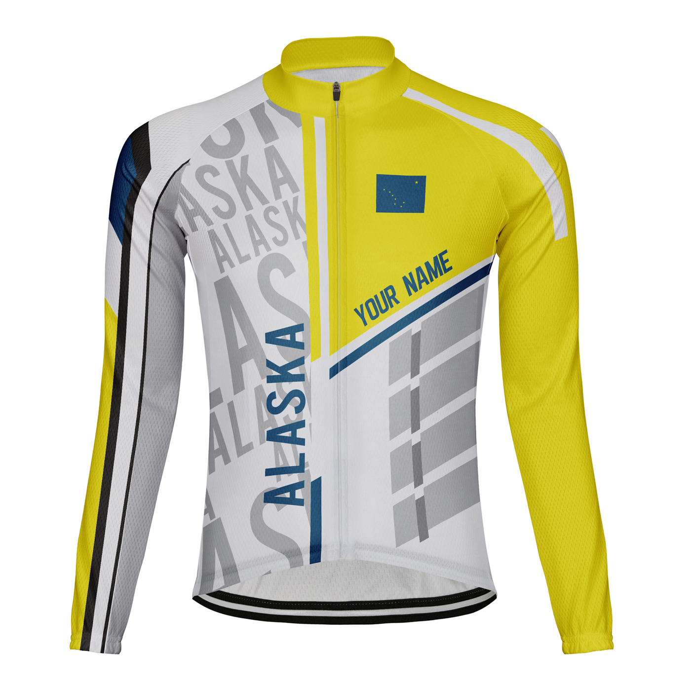 Customized Alaska Winter Thermal Fleece Men's Cycling Jersey Long Sleeve