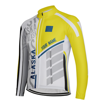 Customized Alaska Winter Thermal Fleece Men's Cycling Jersey Long Sleeve