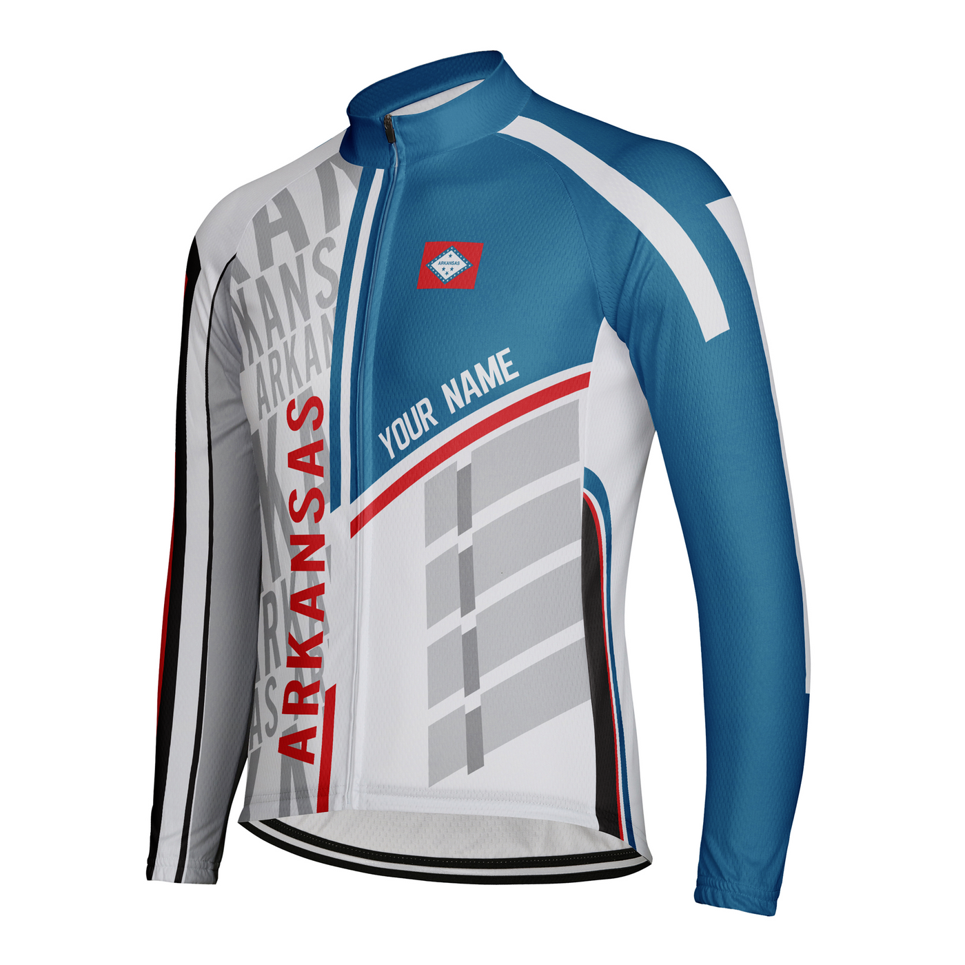 Customized Arkansas Winter Thermal Fleece Men's Cycling Jersey Long Sleeve