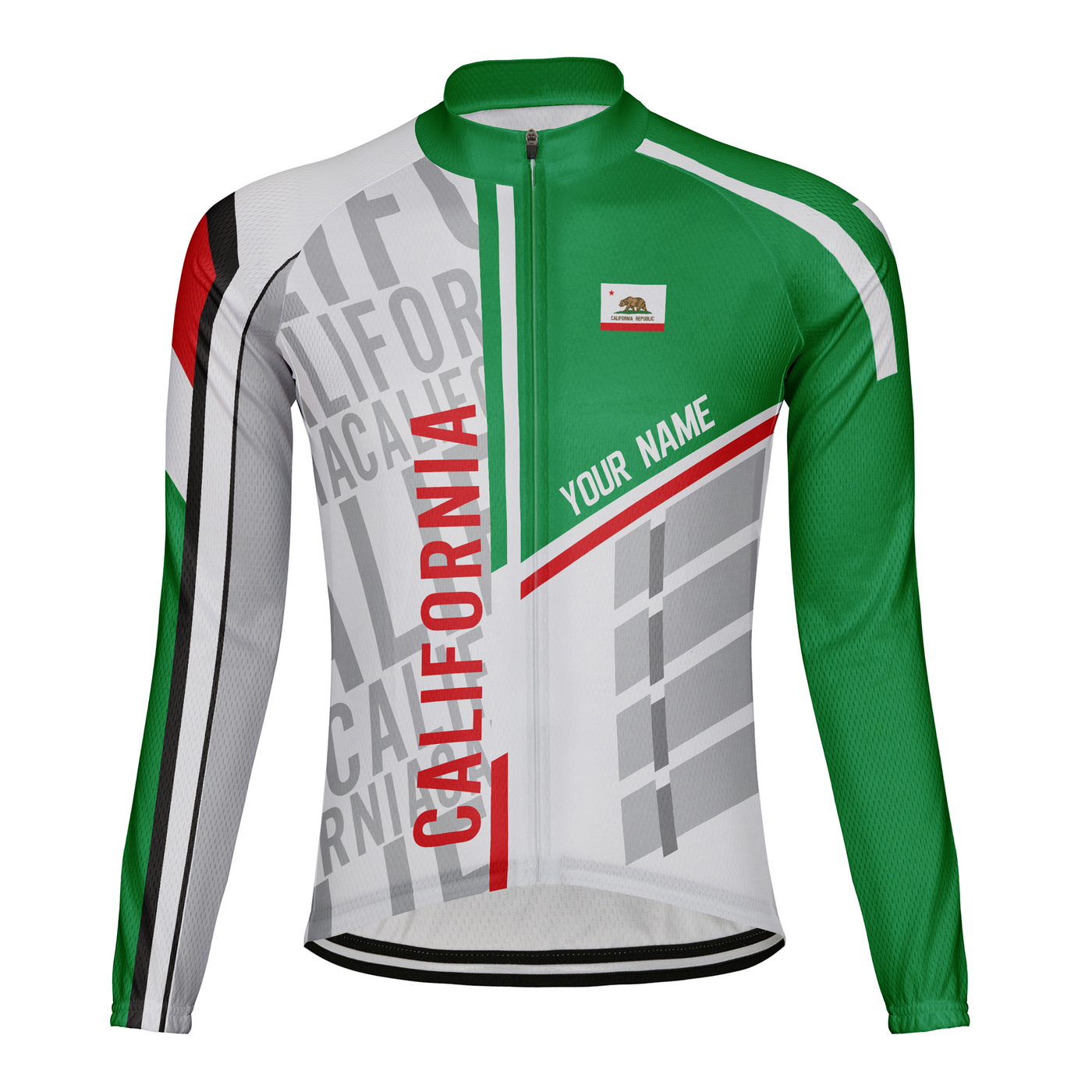 Customized California Winter Thermal Fleece Men's Cycling Jersey Long Sleeve