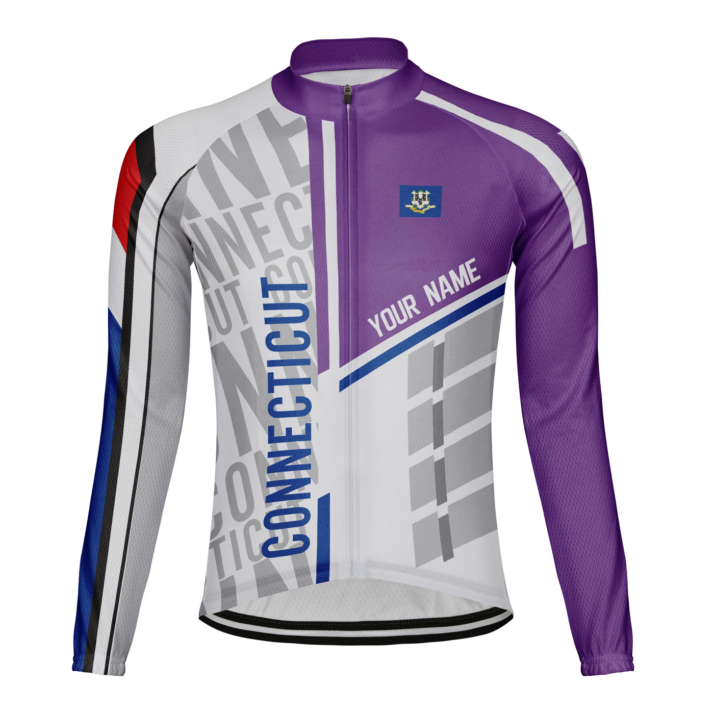 Customized Connecticut Winter Thermal Fleece Men's Cycling Jersey Long Sleeve