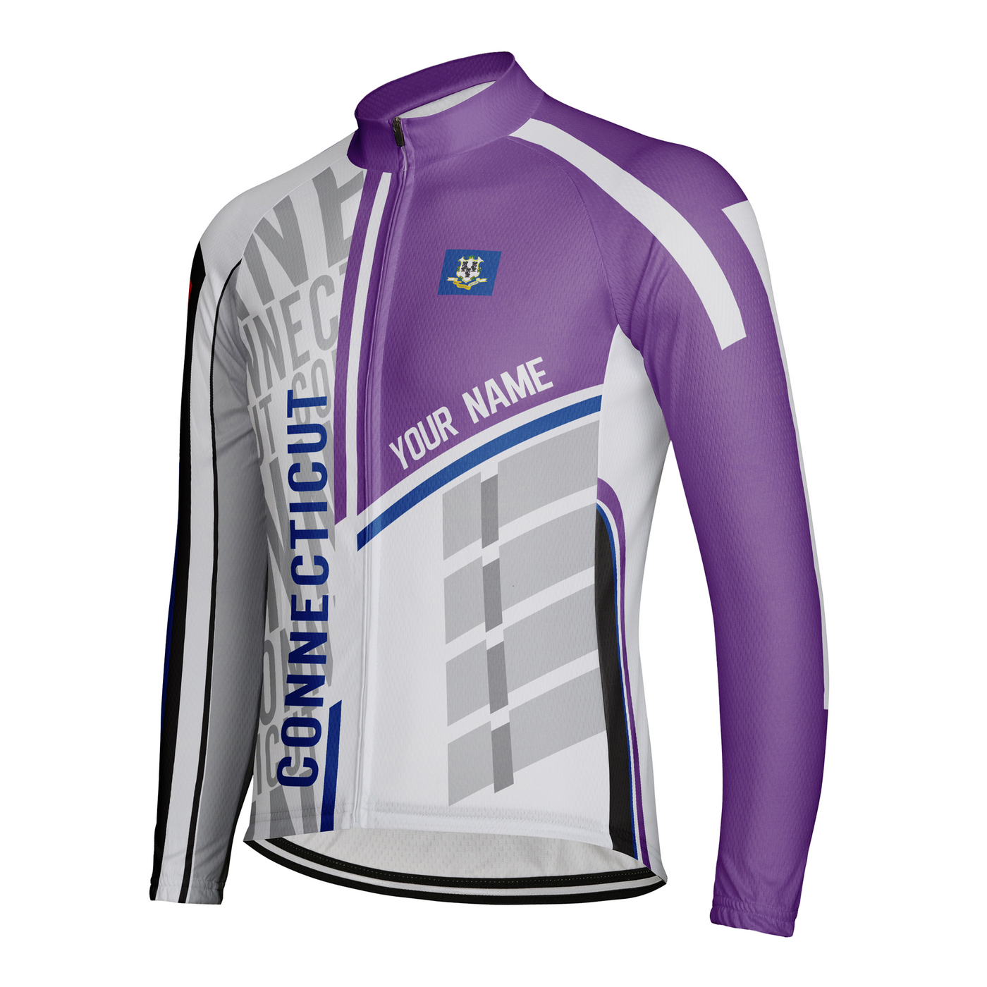Customized Connecticut Winter Thermal Fleece Men's Cycling Jersey Long Sleeve
