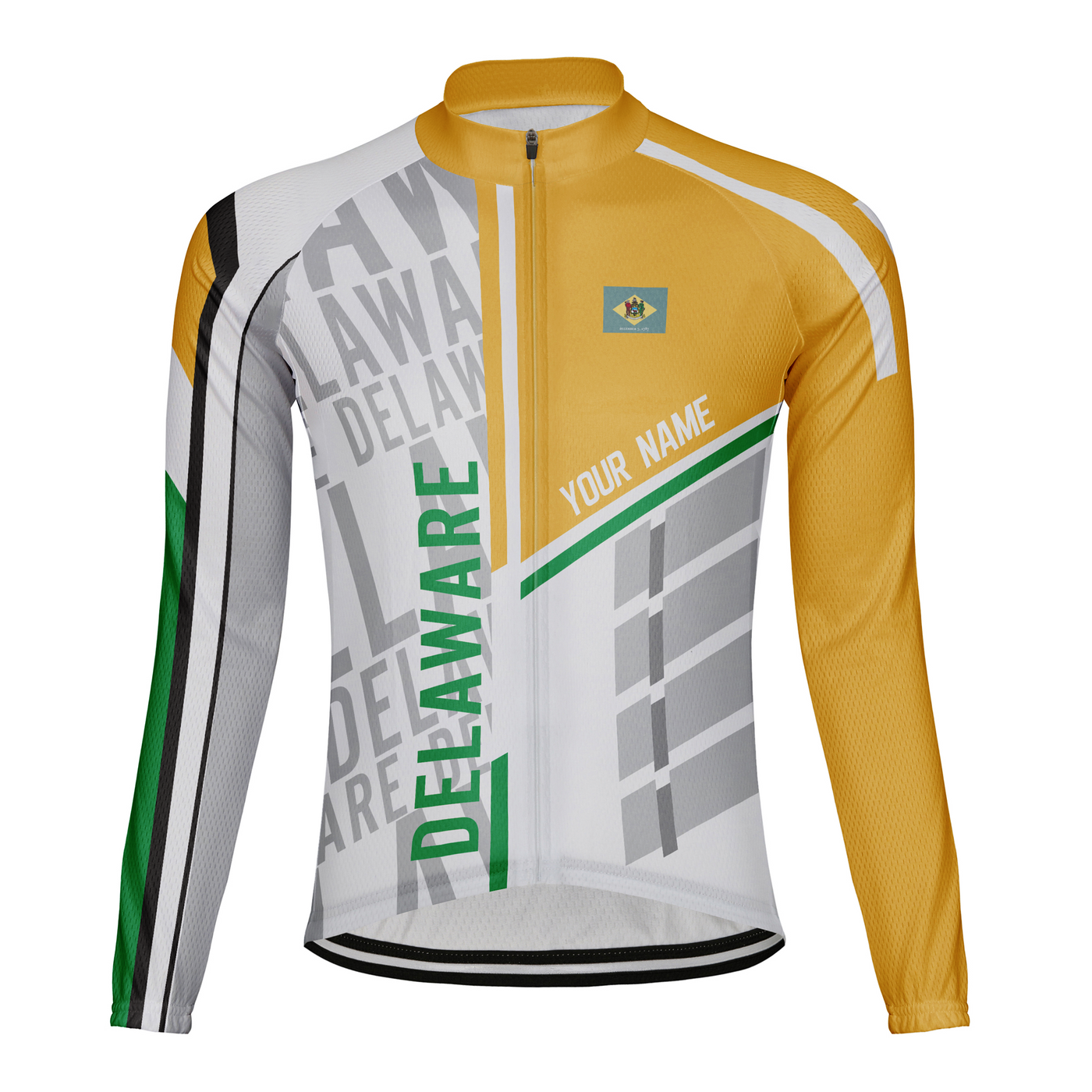 Customized Delaware Winter Thermal Fleece Men's Cycling Jersey Long Sleeve