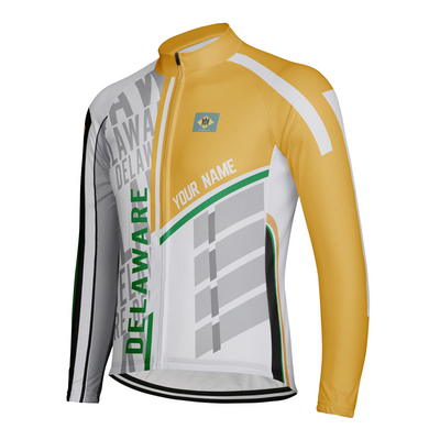 Customized Delaware Winter Thermal Fleece Men's Cycling Jersey Long Sleeve