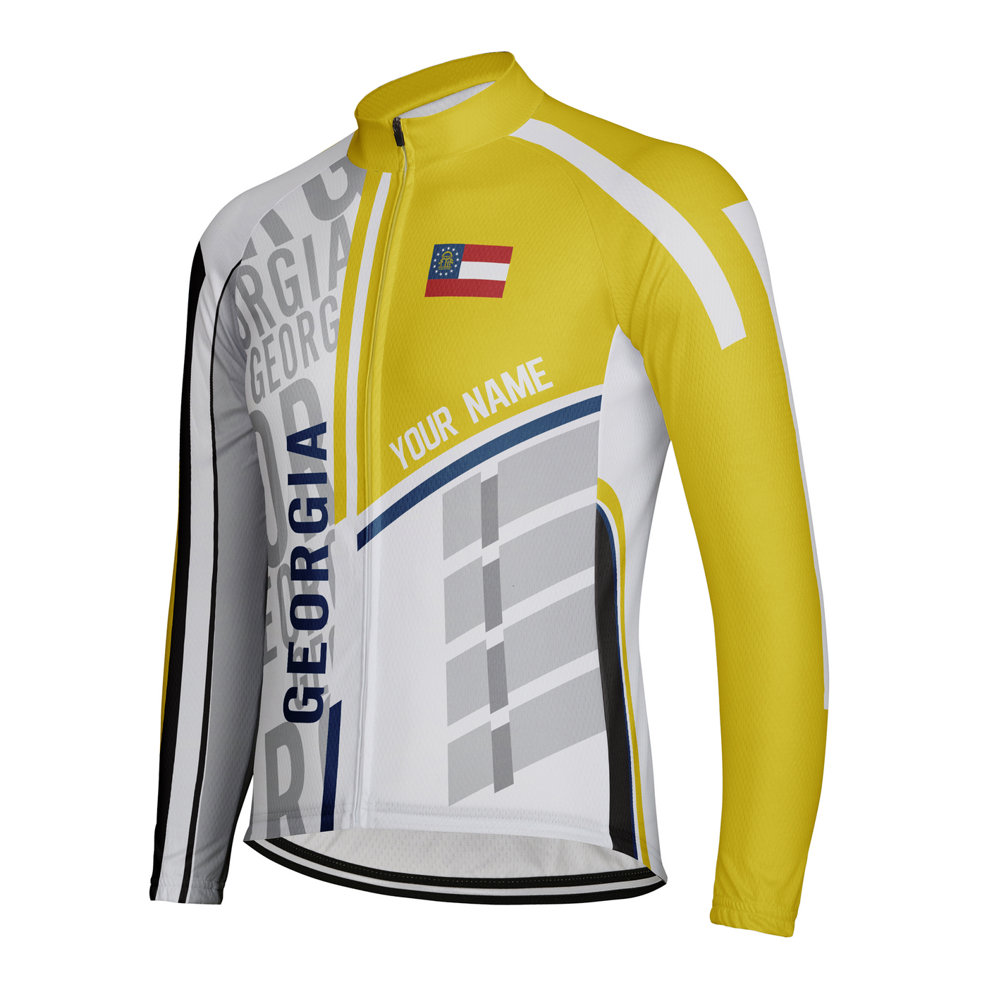 Customized Georgia Winter Thermal Fleece Men's Cycling Jersey Long Sleeve