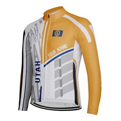 Custom Utah Winter Thermal Fleece Men's Cycling Jersey Long Sleeve