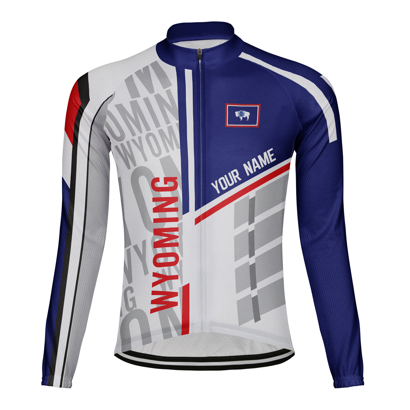 Custom Wyoming Winter Thermal Fleece Men's Cycling Jersey Long Sleeve