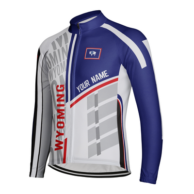 Custom Wyoming Winter Thermal Fleece Men's Cycling Jersey Long Sleeve