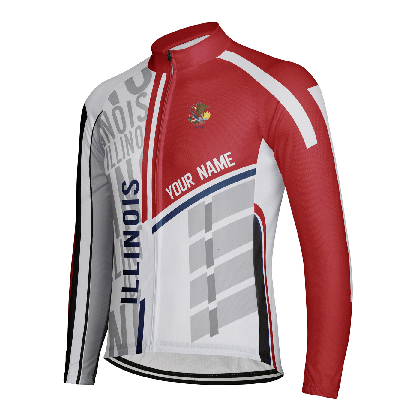 Custom Illinois Winter Thermal Fleece Men's Cycling Jersey Long Sleeve