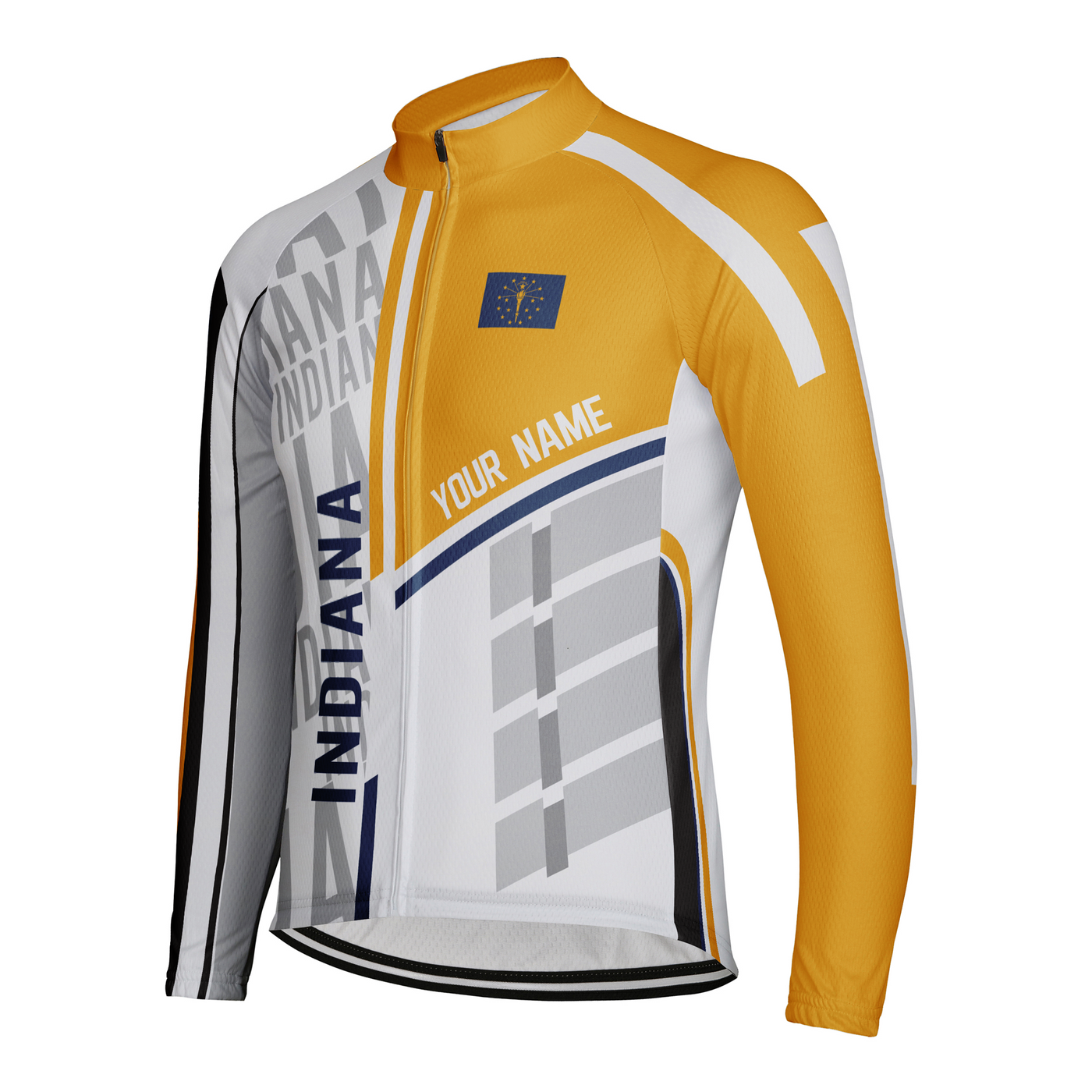 Custom Indiana Winter Thermal Fleece Men's Cycling Jersey Long Sleeve
