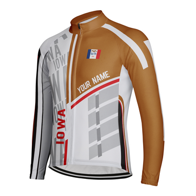 Custom Iowa Winter Thermal Fleece Men's Cycling Jersey Long Sleeve