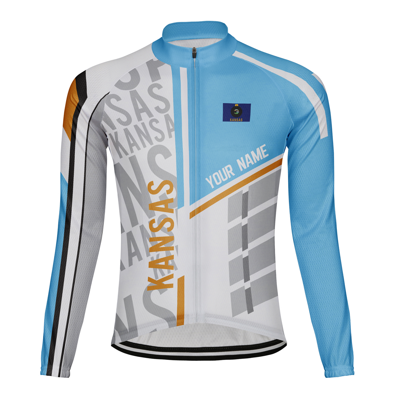 Custom Kansas Winter Thermal Fleece Men's Cycling Jersey Long Sleeve