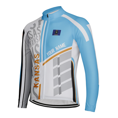Custom Kansas Winter Thermal Fleece Men's Cycling Jersey Long Sleeve
