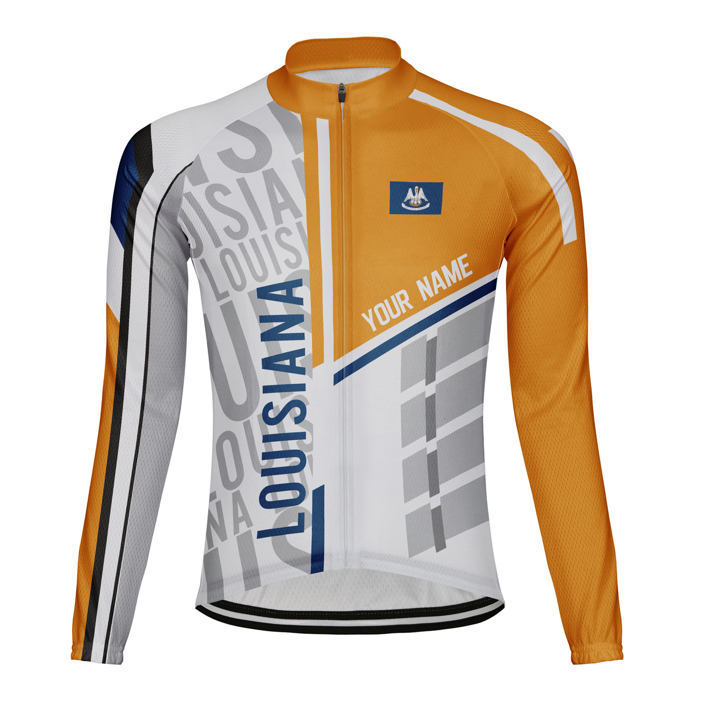 Personalize Louisiana Winter Thermal Fleece Men's Cycling Jersey Long Sleeve