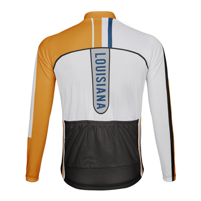 Personalize Louisiana Winter Thermal Fleece Men's Cycling Jersey Long Sleeve