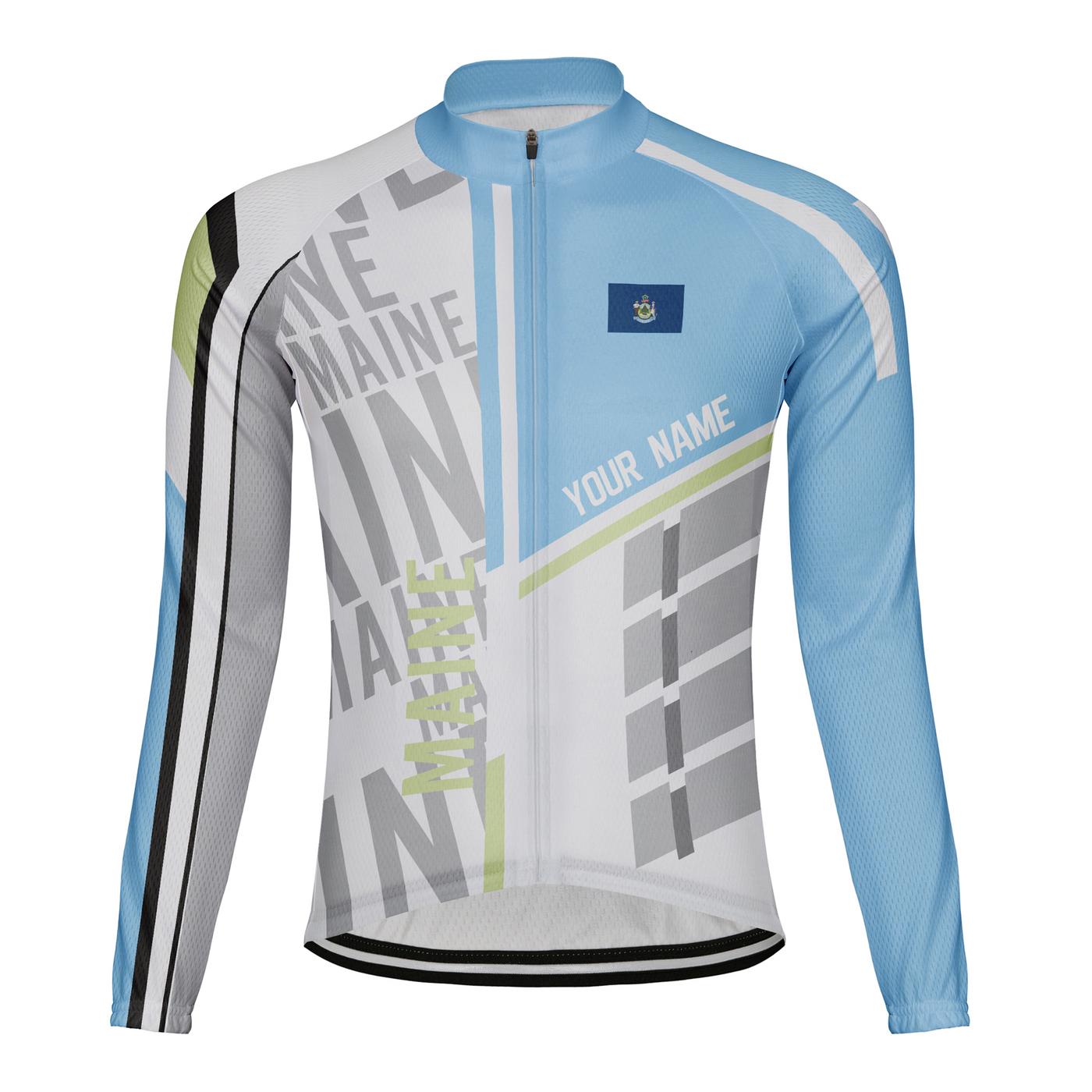Personalize Maine Winter Thermal Fleece Men's Cycling Jersey Long Sleeve