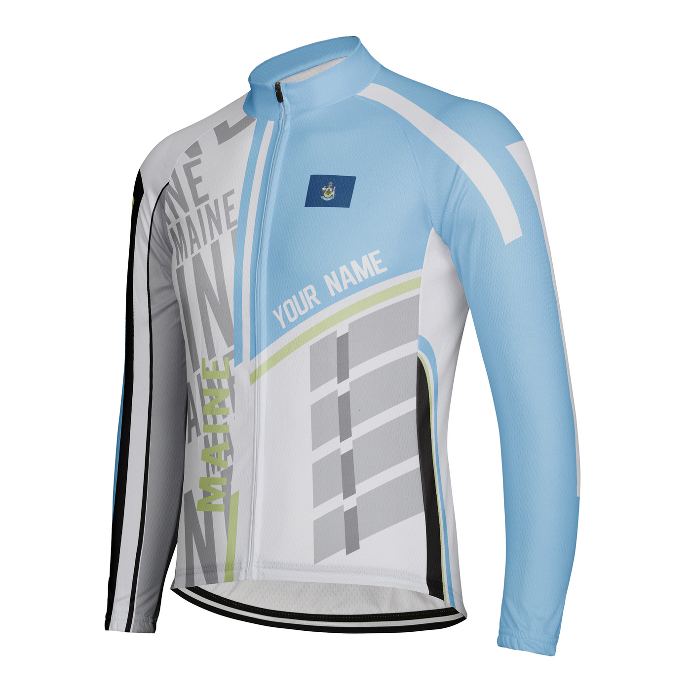 Personalize Maine Winter Thermal Fleece Men's Cycling Jersey Long Sleeve