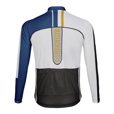 Personalize Massachusetts Winter Thermal Fleece Men's Cycling Jersey Long Sleeve