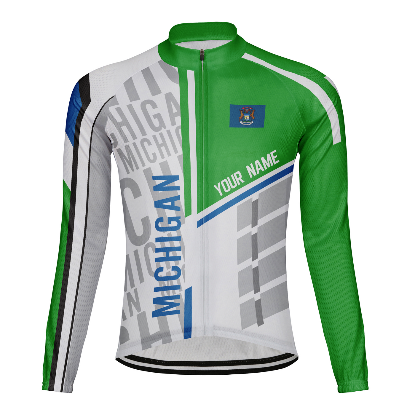 Personalize Michigan Winter Thermal Fleece Men's Cycling Jersey Long Sleeve