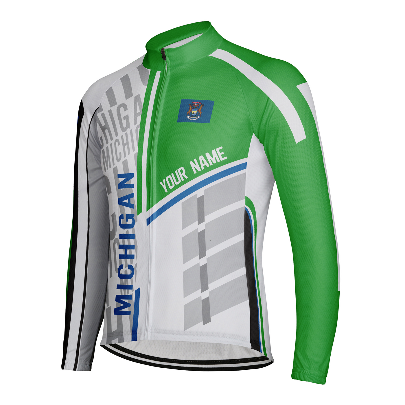 Personalize Michigan Winter Thermal Fleece Men's Cycling Jersey Long Sleeve