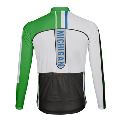 Personalize Michigan Winter Thermal Fleece Men's Cycling Jersey Long Sleeve