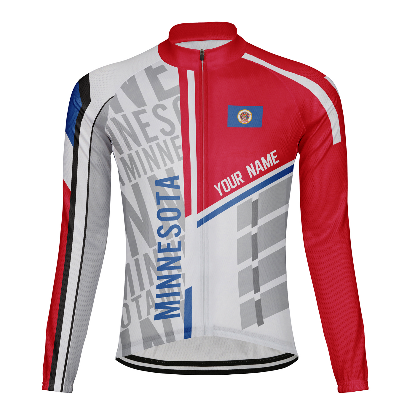Personalized Minnesota Winter Thermal Fleece Men's Cycling Jersey Long Sleeve