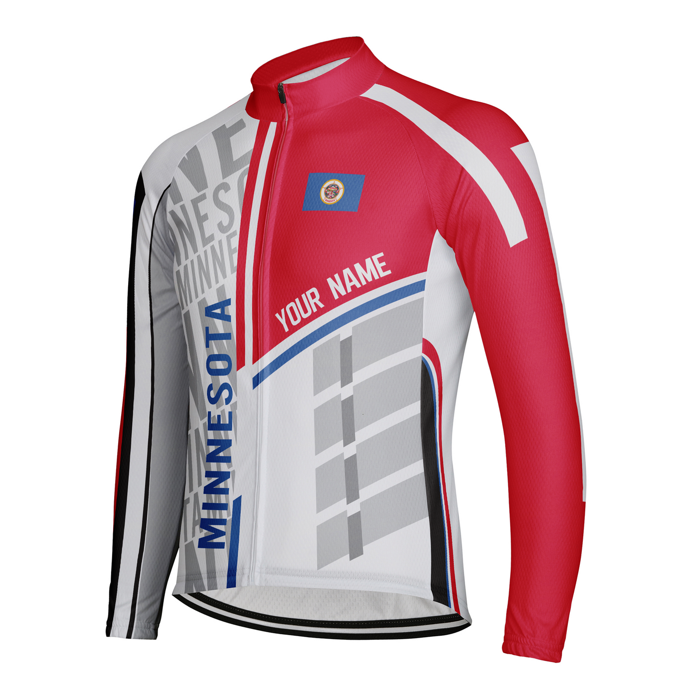 Personalized Minnesota Winter Thermal Fleece Men's Cycling Jersey Long Sleeve