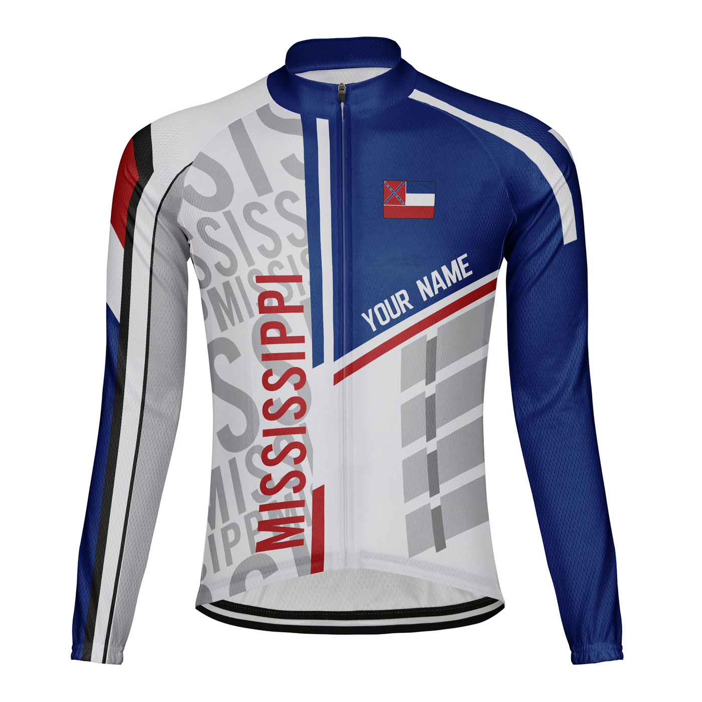 Personalized Mississippi Winter Thermal Fleece Men's Cycling Jersey Long Sleeve