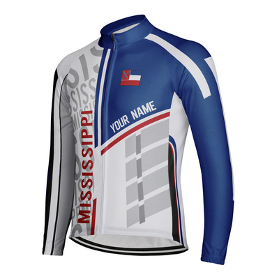 Personalized Mississippi Winter Thermal Fleece Men's Cycling Jersey Long Sleeve