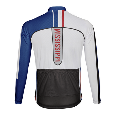 Personalized Mississippi Winter Thermal Fleece Men's Cycling Jersey Long Sleeve