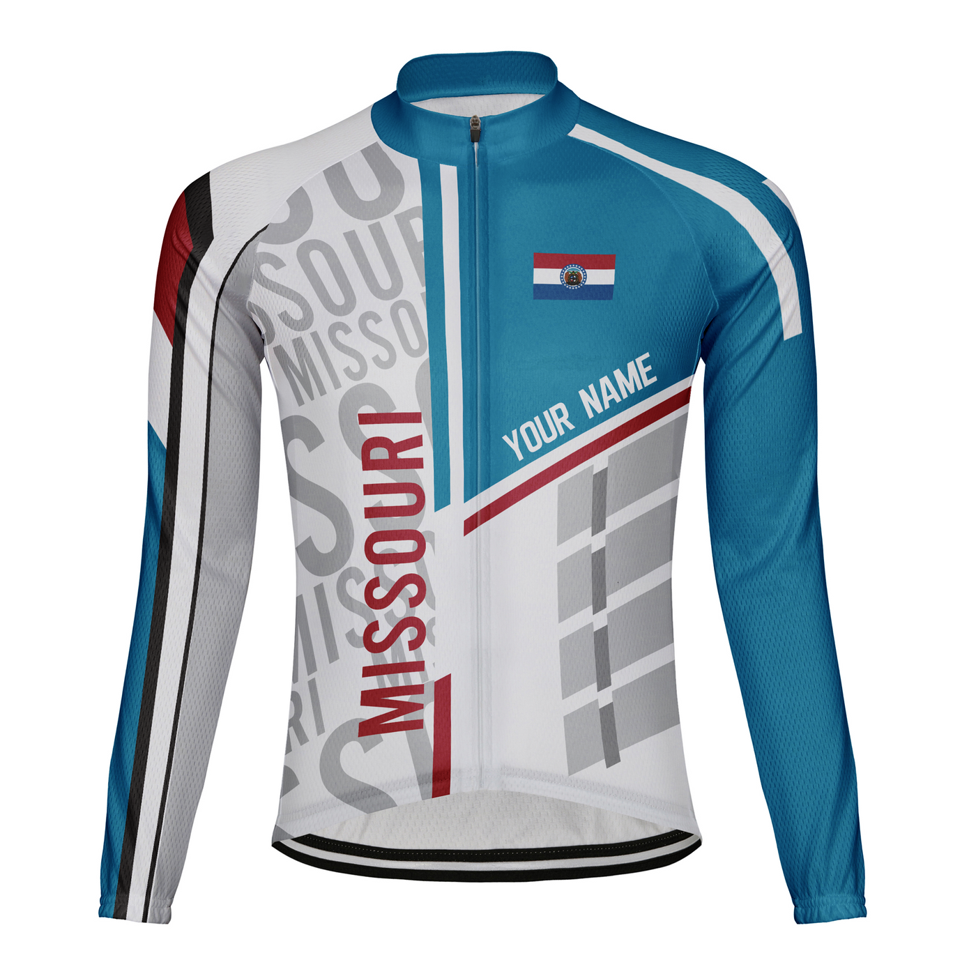 Personalized Missouri Winter Thermal Fleece Men's Cycling Jersey Long Sleeve