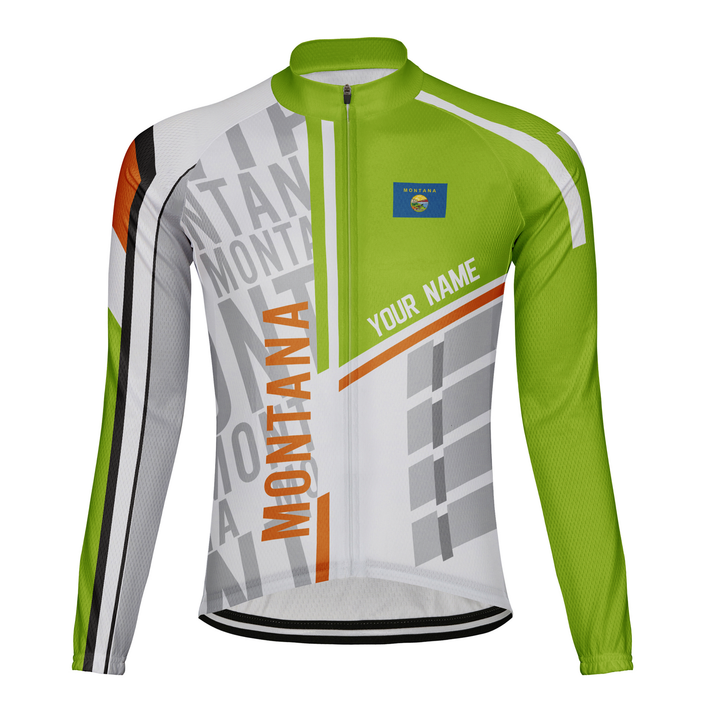 Personalized Montana Winter Thermal Fleece Men's Cycling Jersey Long Sleeve