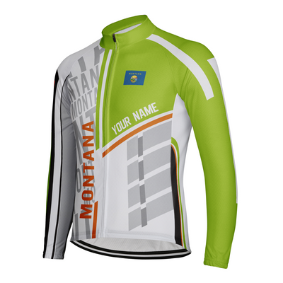 Personalized Montana Winter Thermal Fleece Men's Cycling Jersey Long Sleeve