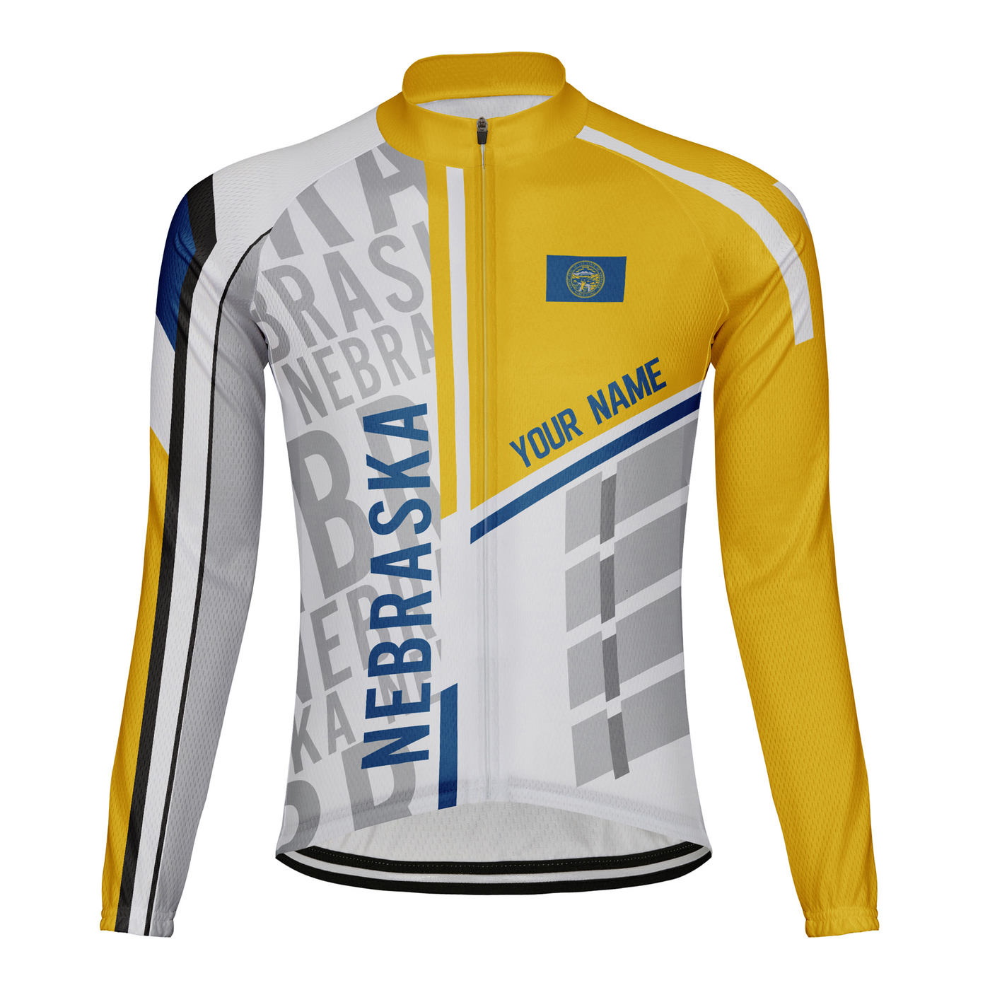 Personalized Nebraska Winter Thermal Fleece Men's Cycling Jersey Long Sleeve