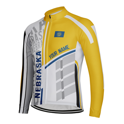 Personalized Nebraska Winter Thermal Fleece Men's Cycling Jersey Long Sleeve