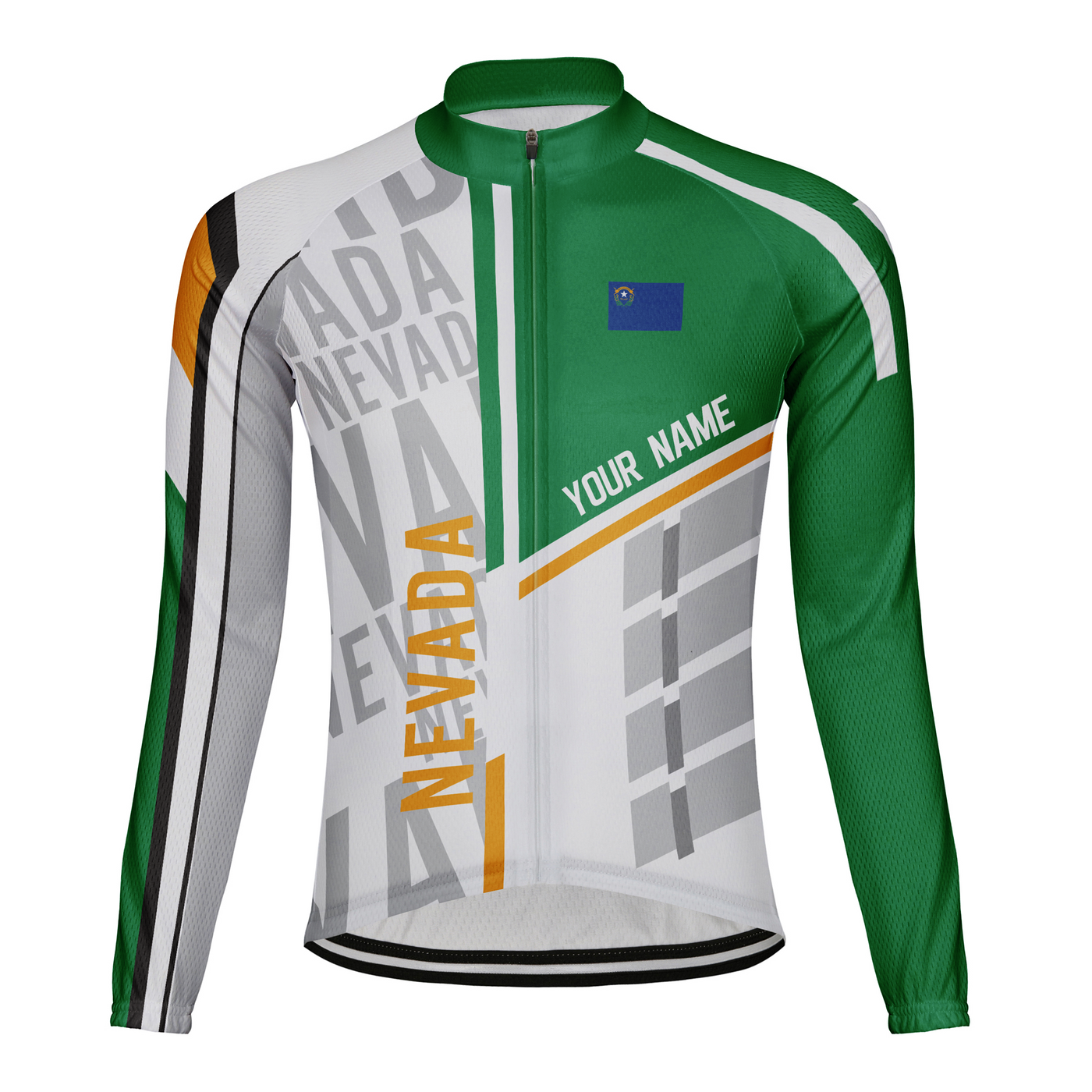 Customize Nevada Winter Thermal Fleece Men's Cycling Jersey Long Sleeve