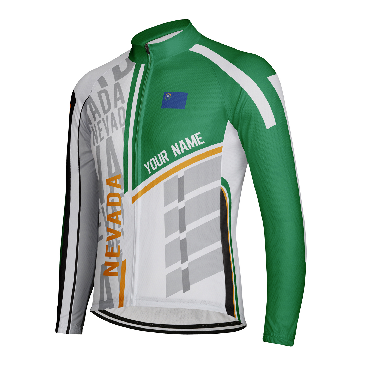 Customize Nevada Winter Thermal Fleece Men's Cycling Jersey Long Sleeve