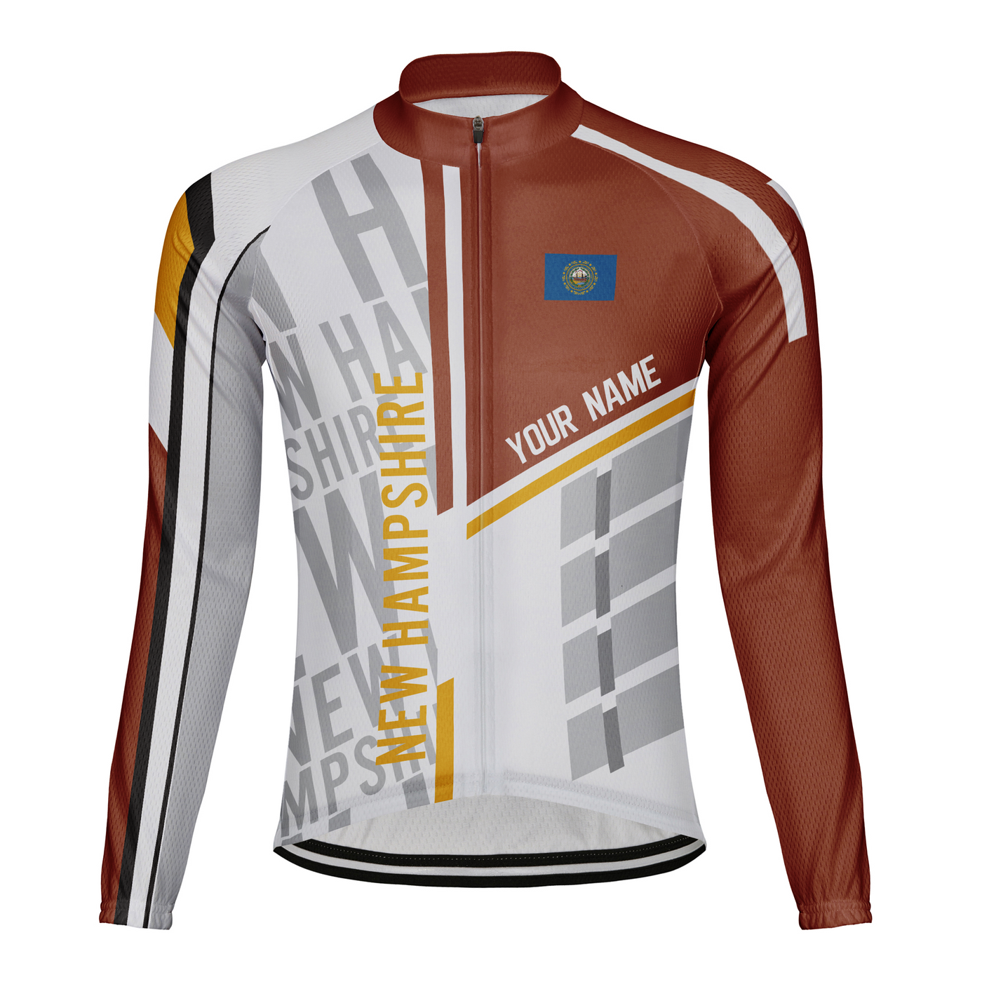 Customize New Hampshire Winter Thermal Fleece Men's Cycling Jersey Long Sleeve