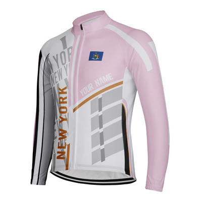 Customize New York Winter Thermal Fleece Men's Cycling Jersey Long Sleeve