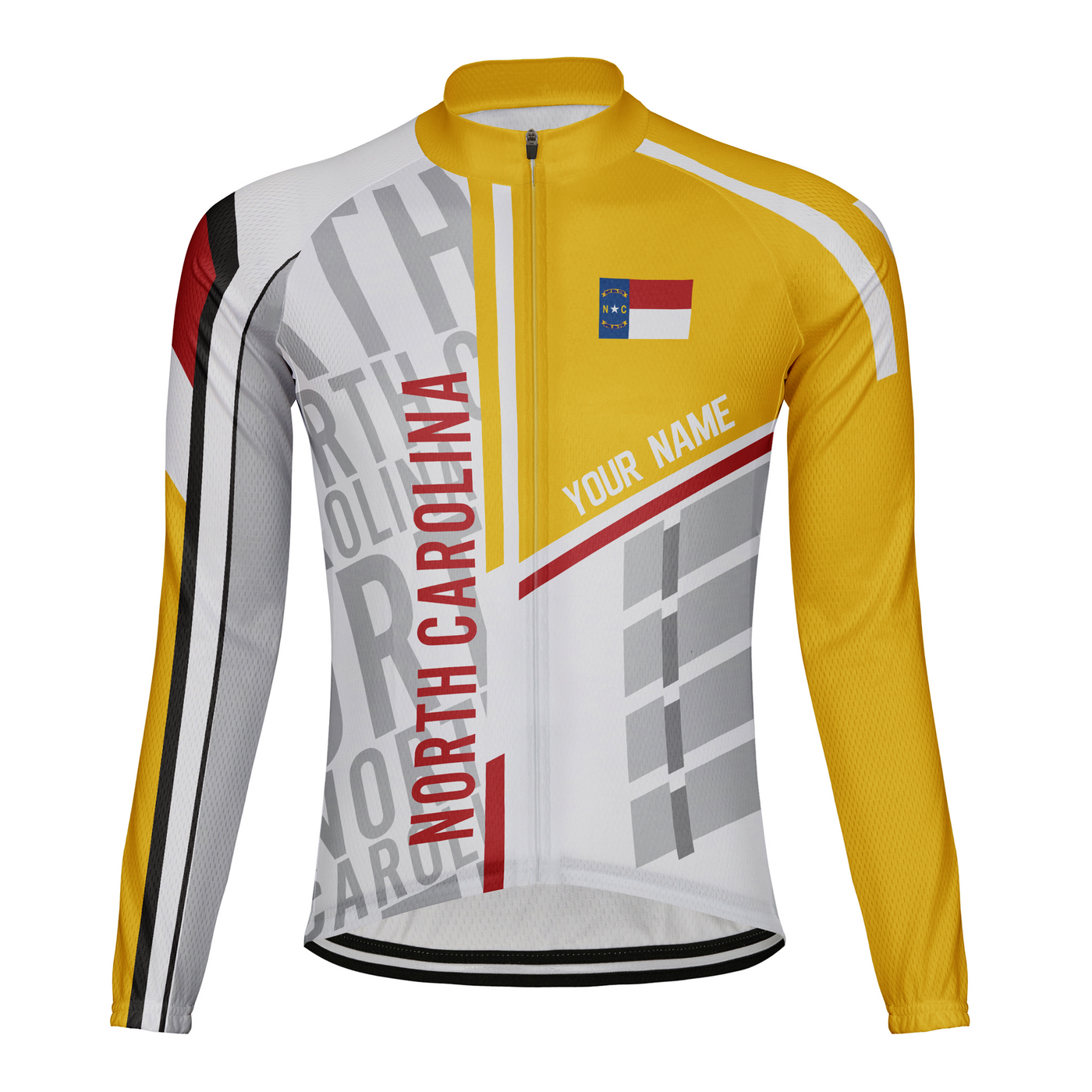 Customized North Carolina Winter Thermal Fleece Men's Cycling Jersey Long Sleeve