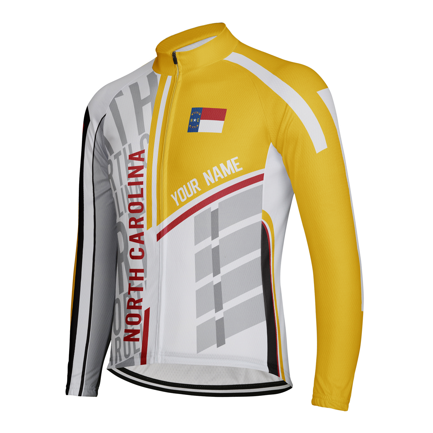 Customized North Carolina Winter Thermal Fleece Men's Cycling Jersey Long Sleeve