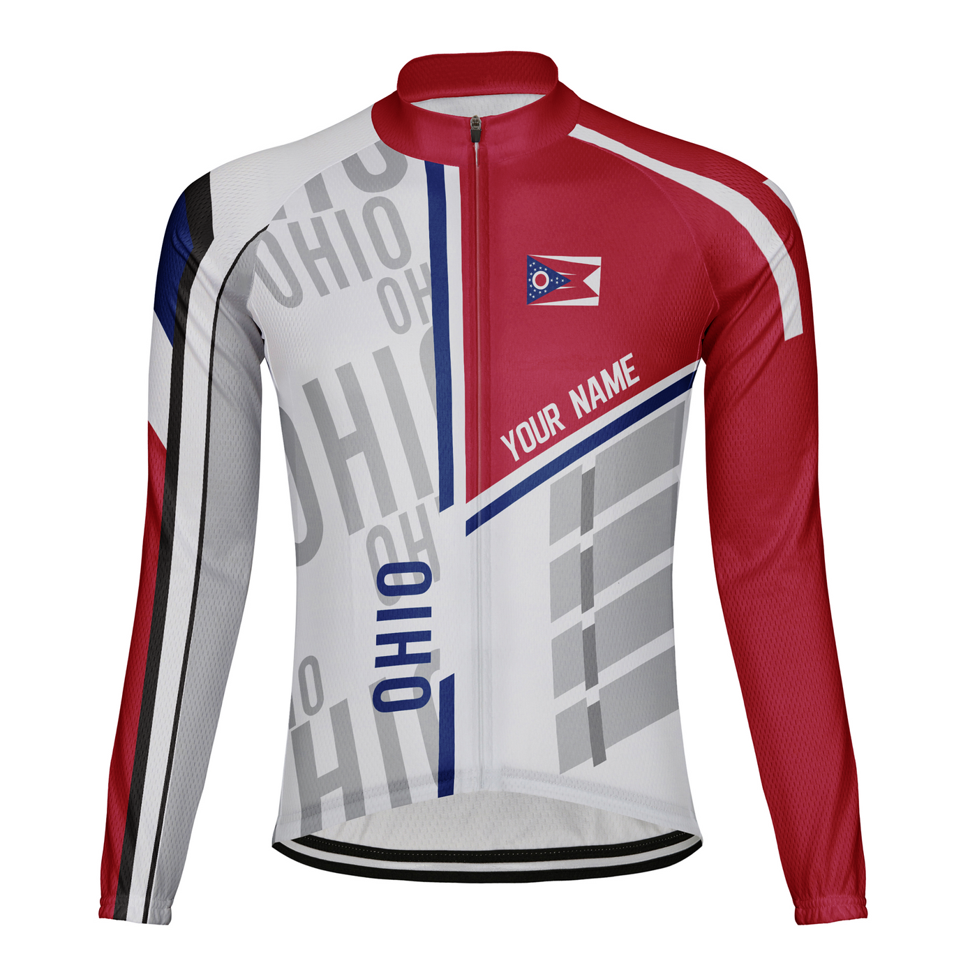 Customized Ohio Winter Thermal Fleece Men's Cycling Jersey Long Sleeve