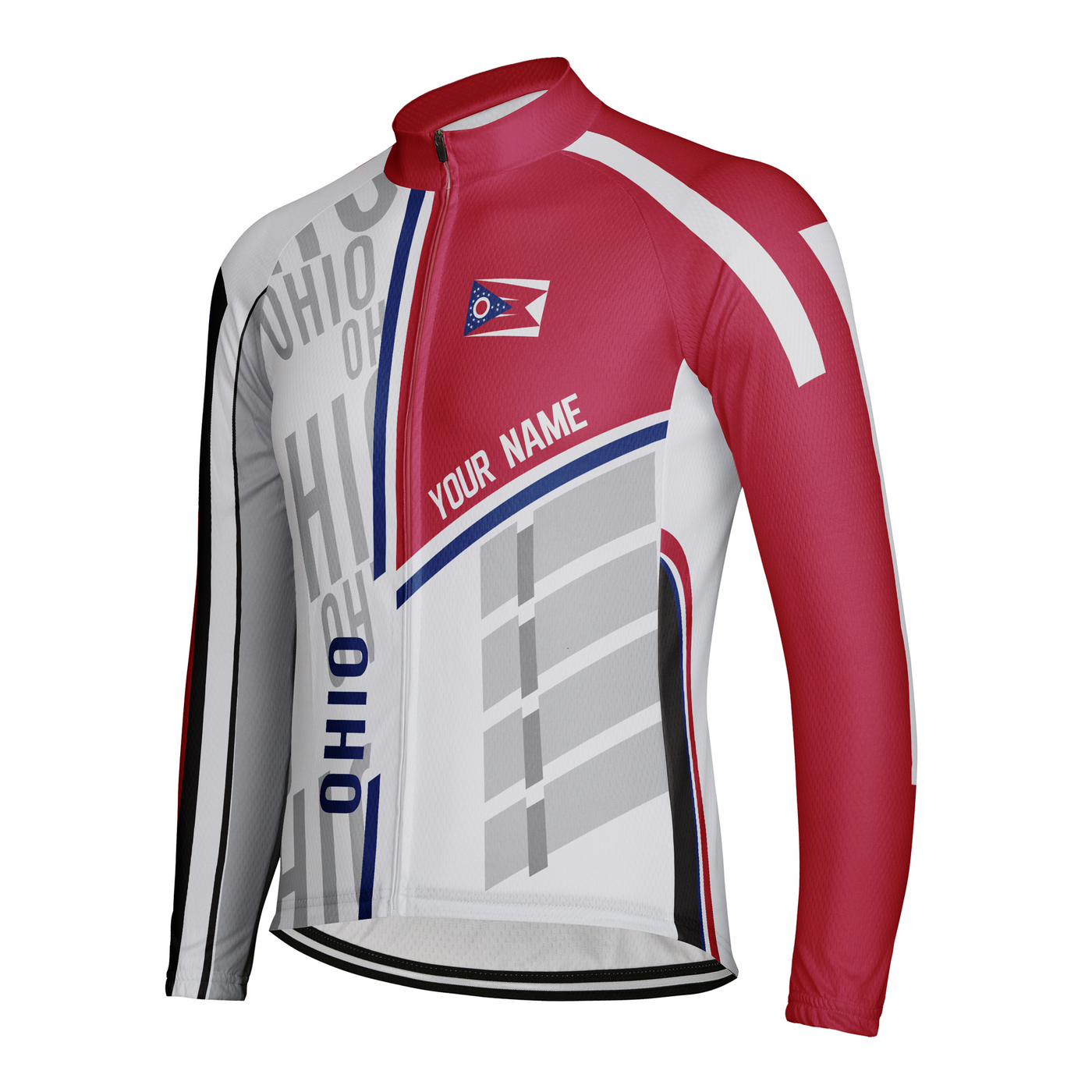 Customized Ohio Winter Thermal Fleece Men's Cycling Jersey Long Sleeve