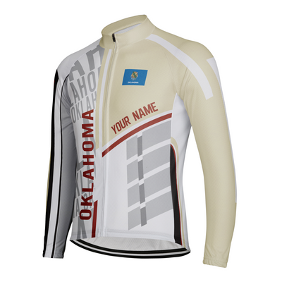 Customized Oklahoma Winter Thermal Fleece Men's Cycling Jersey Long Sleeve