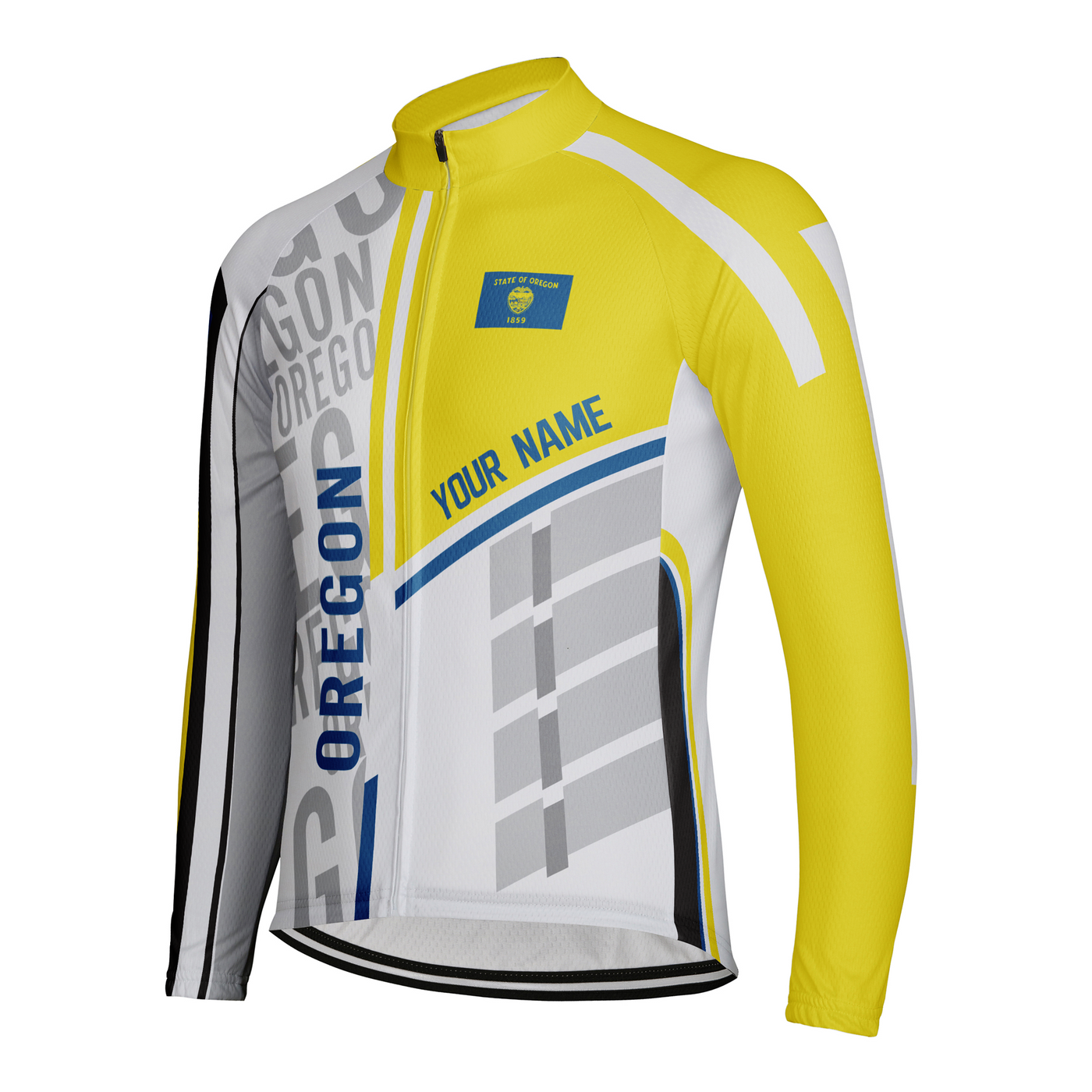 Customized Oregon Winter Thermal Fleece Men's Cycling Jersey Long Sleeve