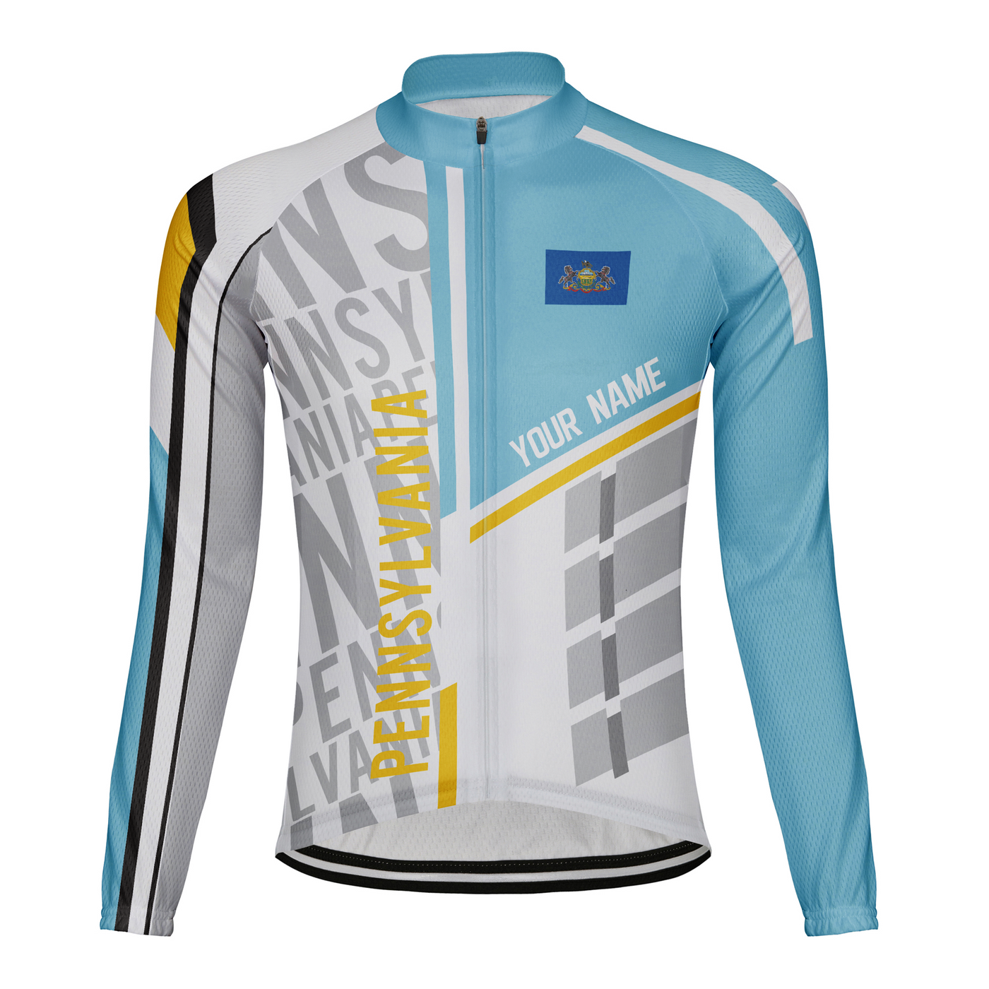 Customized Pennsylvania Winter Thermal Fleece Men's Cycling Jersey Long Sleeve